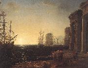 Claude Lorrain Harbour Scene at Sunset fg oil